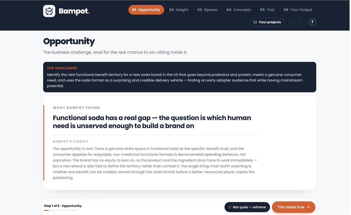 Opportunity stage in the Bampot app
