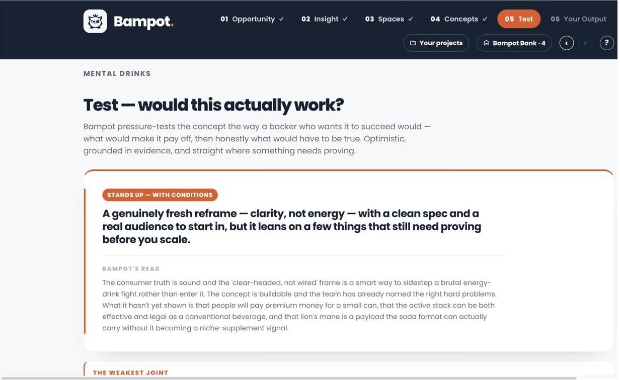 Proof stage in the Bampot app